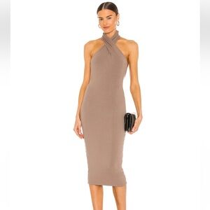 NBD Taupe Halter Midi Dress